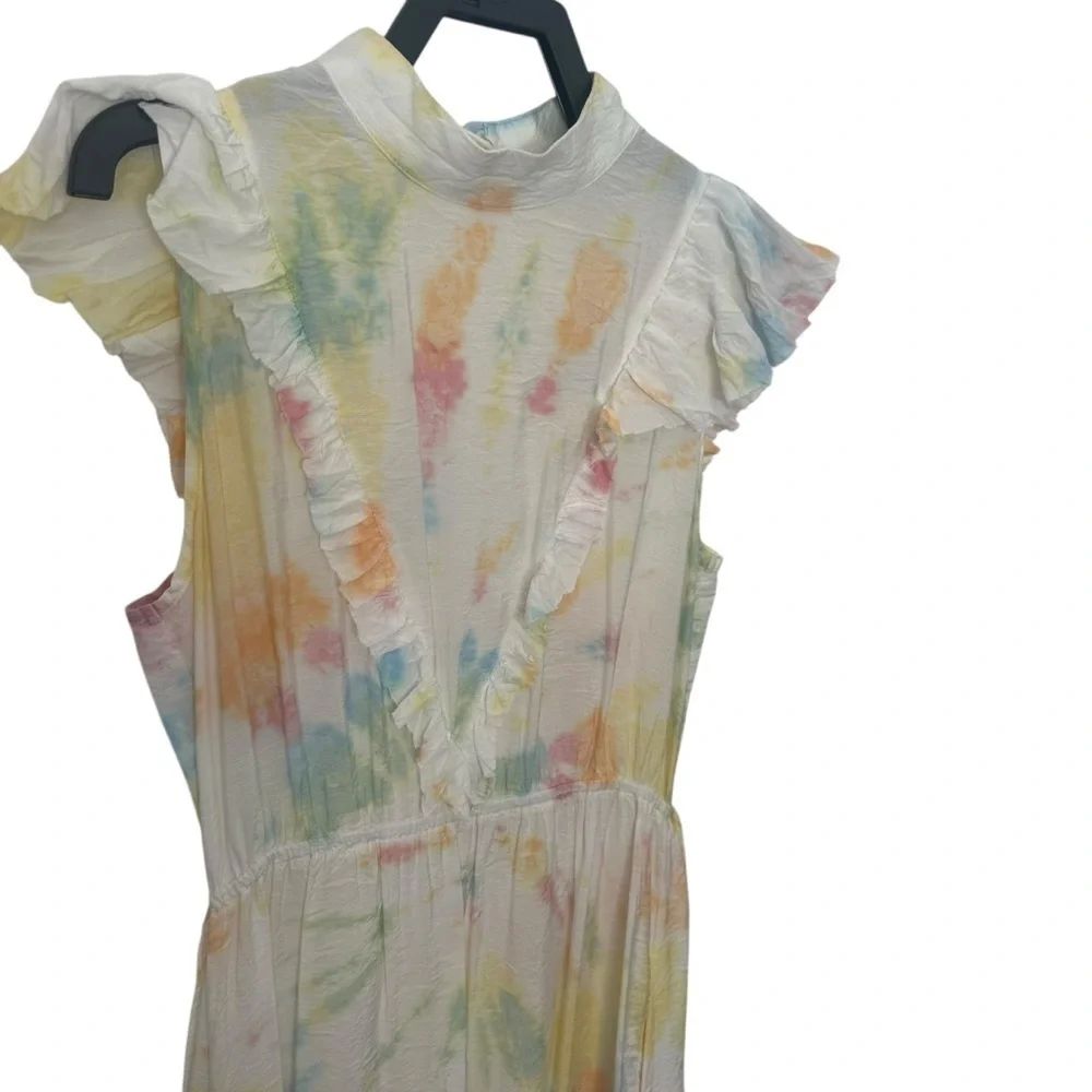 Young Fabulous & Broke Cruz Open Back Ruffle Maxi Dress Papaya Summer of Love S - Picture 2 of 8